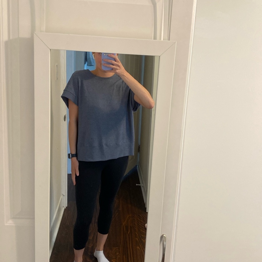 Blue Casual Open Back Top